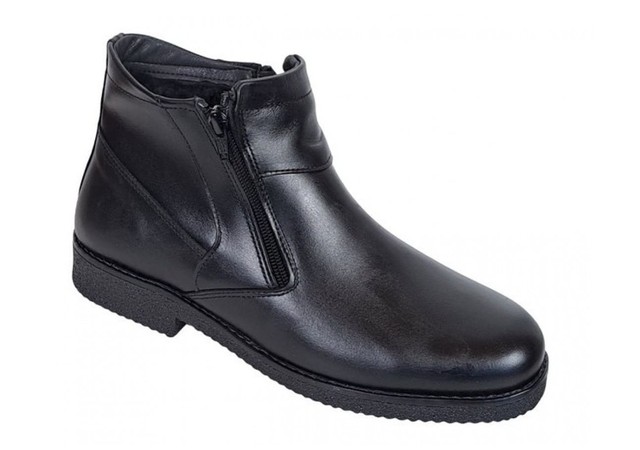 Ghete barbatesti negre din piele naturala cu doua fermoare Rusay Office GKR35N